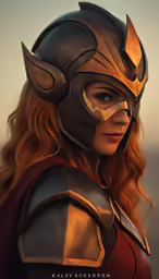 a close up of a woman in a costume