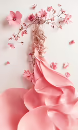 pink and white background with pink flowers
