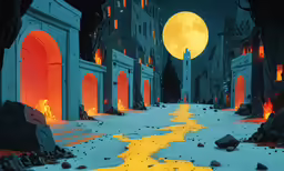 an abstract rendering of a path going through the city