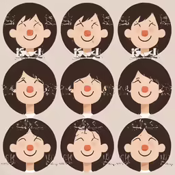 an illustration of various facial expressions for a woman