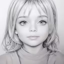 a girl with blonde hair is dressed in grey