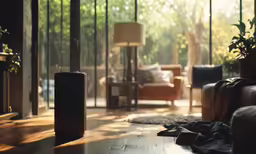 the modern speaker is shown in a living room