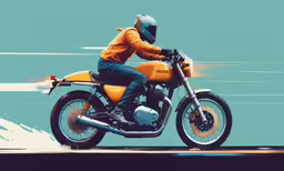 man on motor bike wearing blue and orange outfit