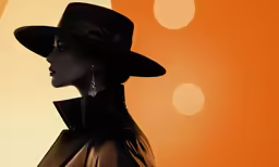 a black woman wearing a black hat and leather dress