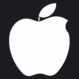 a white apple icon with an outline for a company,apple logo with a black background