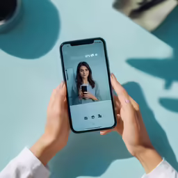 someone taking a photo with their phone while standing on a table