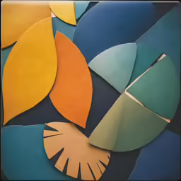 a painting of various shapes and colors of flowers