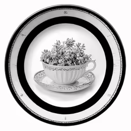 an ornate teacup and saucer with flowers is displayed