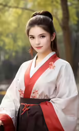 a young woman posing in an asian costume