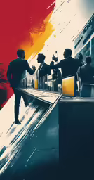 a group of people standing next to each other with drinks