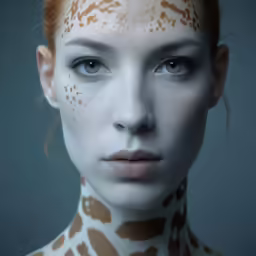 a woman has freckles on her face and make - up