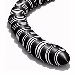 a very large striped object on a white surface