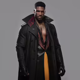 a male in black leather coat wearing yellow shirt and tie