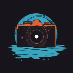 an image of an orange and blue camera