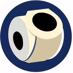 there is a roll of toilet paper on top of the toilet paper,a drawing of two rolls of white toilet paper in a blue circle,a pair of toilet rolls with a blue circle around them,three rolls of toilet paper sit in a blue circle,this is a picture of two rolls of toilet paper