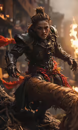 a woman dressed in a medieval fashion riding on a horse