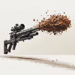 an explosion gun that is hitting and crashing