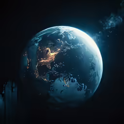 the earth is illuminated with some lights