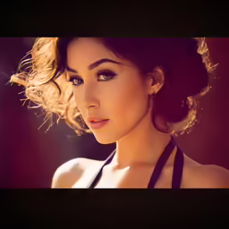 a woman with eye makeup and long hair in a fashion photo