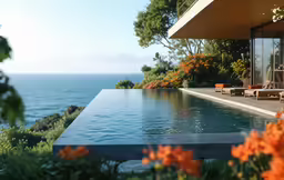 an open view of the water near an outdoor pool