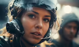 two people with helmets on one person with another on the other