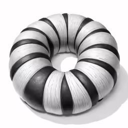 black and white photograph of a doughnut