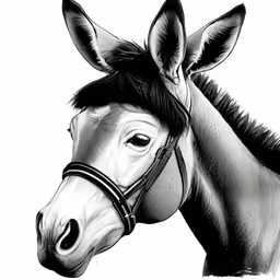 a black and white drawing of a horse