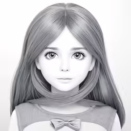 an animated woman with big eyes and long hair