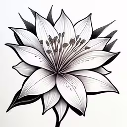 a drawing of a flower is shown on the wall,an ink drawing of a lotus flower,a tattoo drawing of a flower,a black and white flower drawing on paper,a drawing of a flower on paper