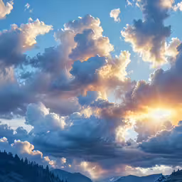 a bright cloud over the mountains on a sunny day
