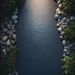 there are rocks in between two bushes