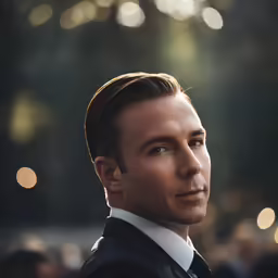 the man in a suit is looking at something