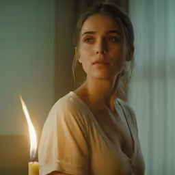 the girl is lighting the candles at her birthday
