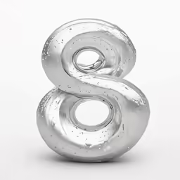 an inflatable silver balloon shaped like the number eight