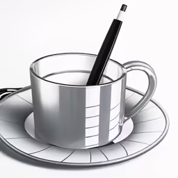 pencil drawing a cup of coffee on a plate