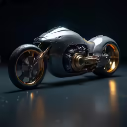 a futuristic motorcycle is shown in an artistic scene