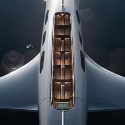 the interior of a white jet flying overhead