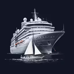 a large cruise ship in the water at night