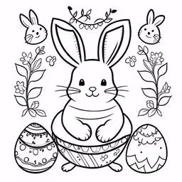 easter bunny in a bowl coloring page