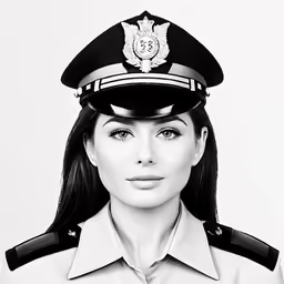 woman in uniform standing looking into the camera
