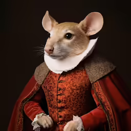 an animal in a fancy dress stands for a photo