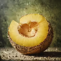 this is a melon with its leaves sprinkled down