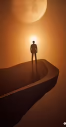 the silhouette of a person standing at the edge of a cliff