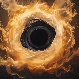 an abstract photo of a black hole with fire