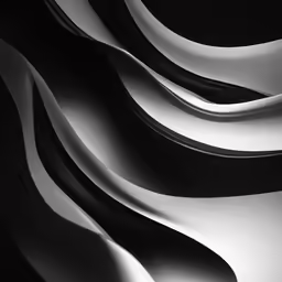 wavy black and white abstract shapes on a black background