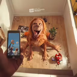 a phone that is looking at an animated animal