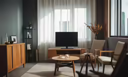 a room that has a large screen tv on it