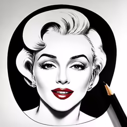 a drawing of a woman with hair and make up