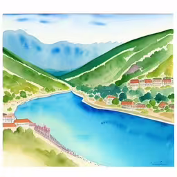 /tmp/FOOHzBTuB.jpg = an artistic view of a beautiful mountain lake
,/tmp/FOOHzBTuB.jpg = a painting shows a village by a river
,/tmp/FOOHzBTuB.jpg = a picture that shows an image of water
,/tmp/FOOHzBTuB.jpg = a painting of a green valley with water and a small village on the other side
,/tmp/FOOHzBTuB.jpg = an illustration of the water on a hillside
,/tmp/FOOHzBTuB.jpg = the watercolor painting depicts the picturesque scenic landscape
,/tmp/FOOHzBTuB.jpg = the painting shows water and mountains with houses
