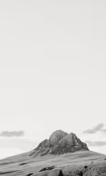 a black and white photo of a lone horse on the side of a hill